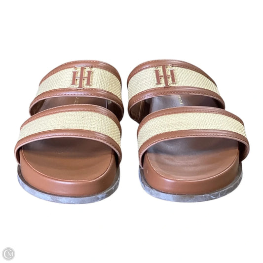 Sandals Flats By Tommy Hilfiger In Brown & Cream, Size: 9