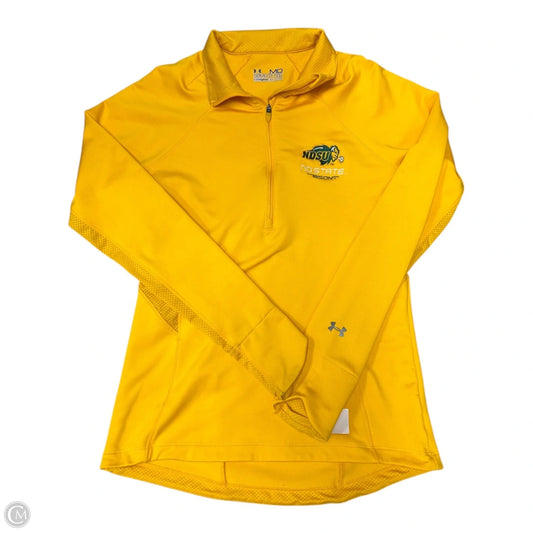 Athletic Top Long Sleeve Collar By Under Armour In Yellow, Size: M