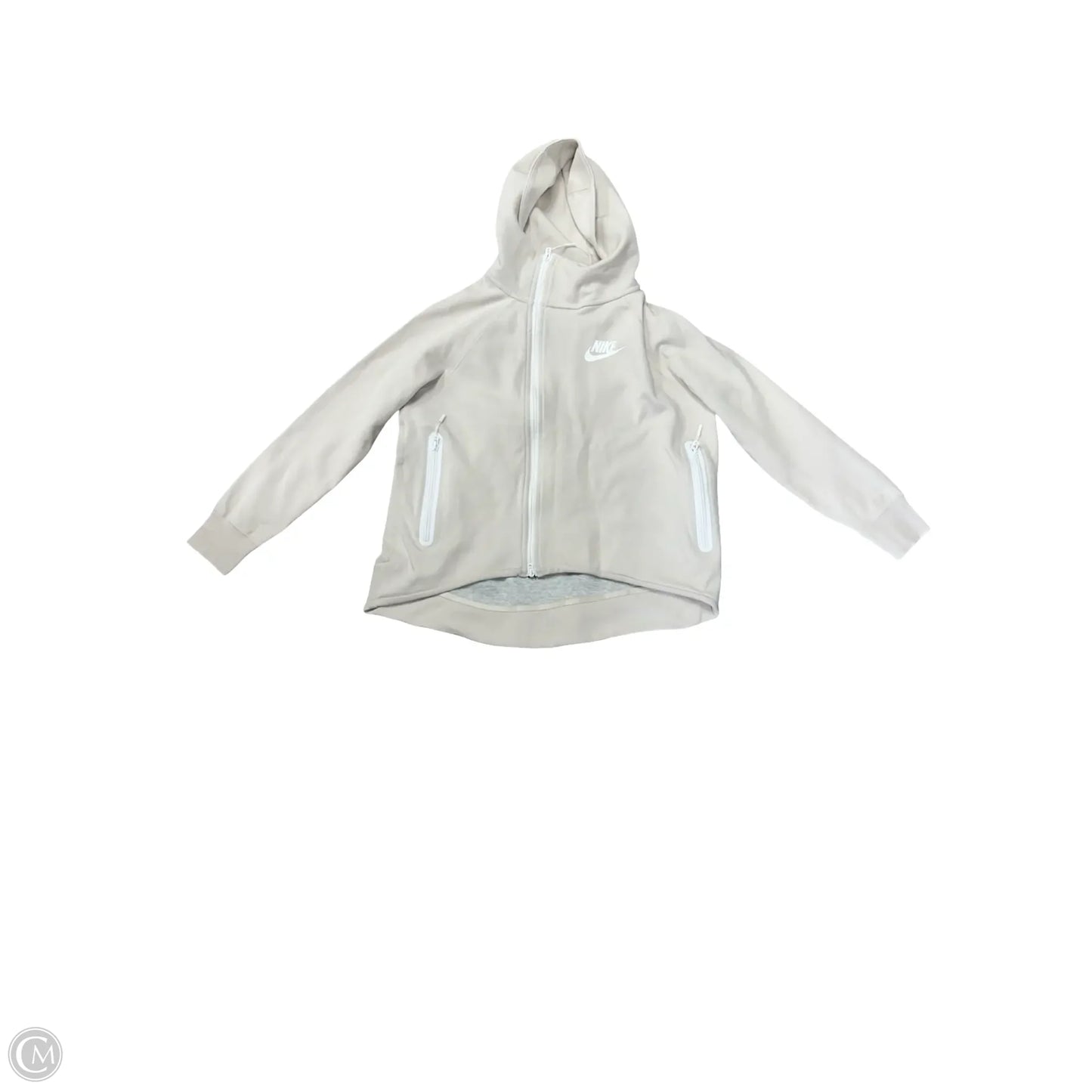 Athletic Sweatshirt Hoodie By Nike In Tan, Size: S