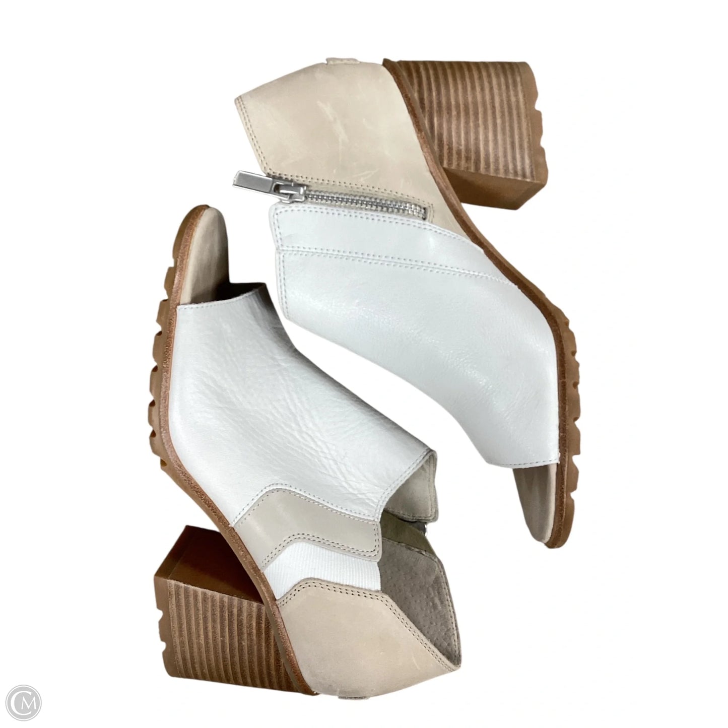 Sandals Heels Block By Sorel In Tan & White, Size: 9.5