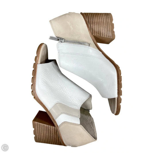 Sandals Heels Block By Sorel In Tan & White, Size: 9.5