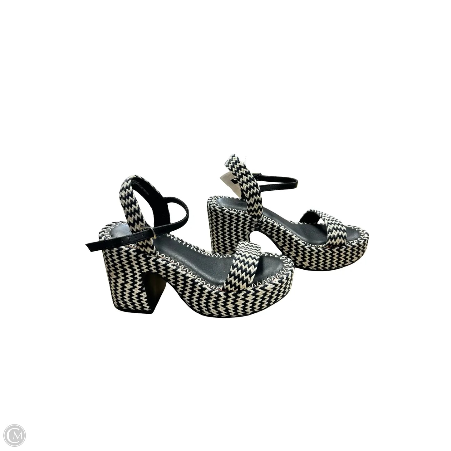 Sandals Heels Platform By Universal Thread In Black & Cream, Size: 7