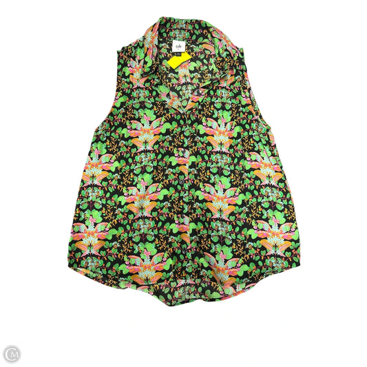 Top Sleeveless By Cabi In Black & Green, Size: S