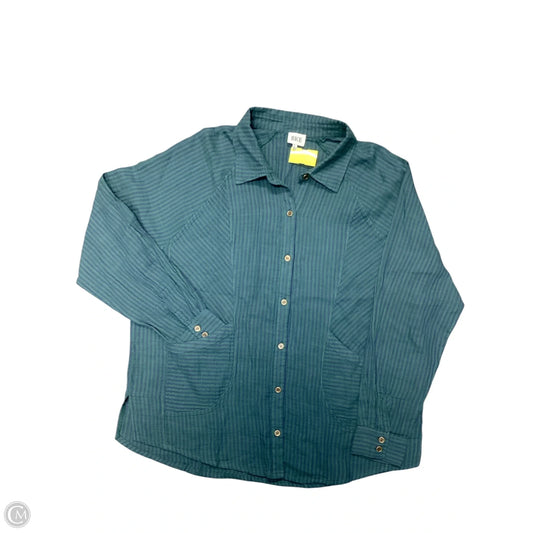 Blouse Long Sleeve By Bke In Blue & Green, Size: L