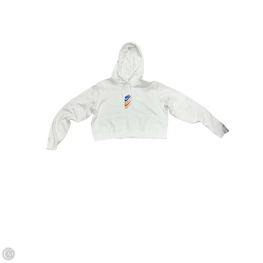 Athletic Sweatshirt Hoodie By Nike In White, Size: M