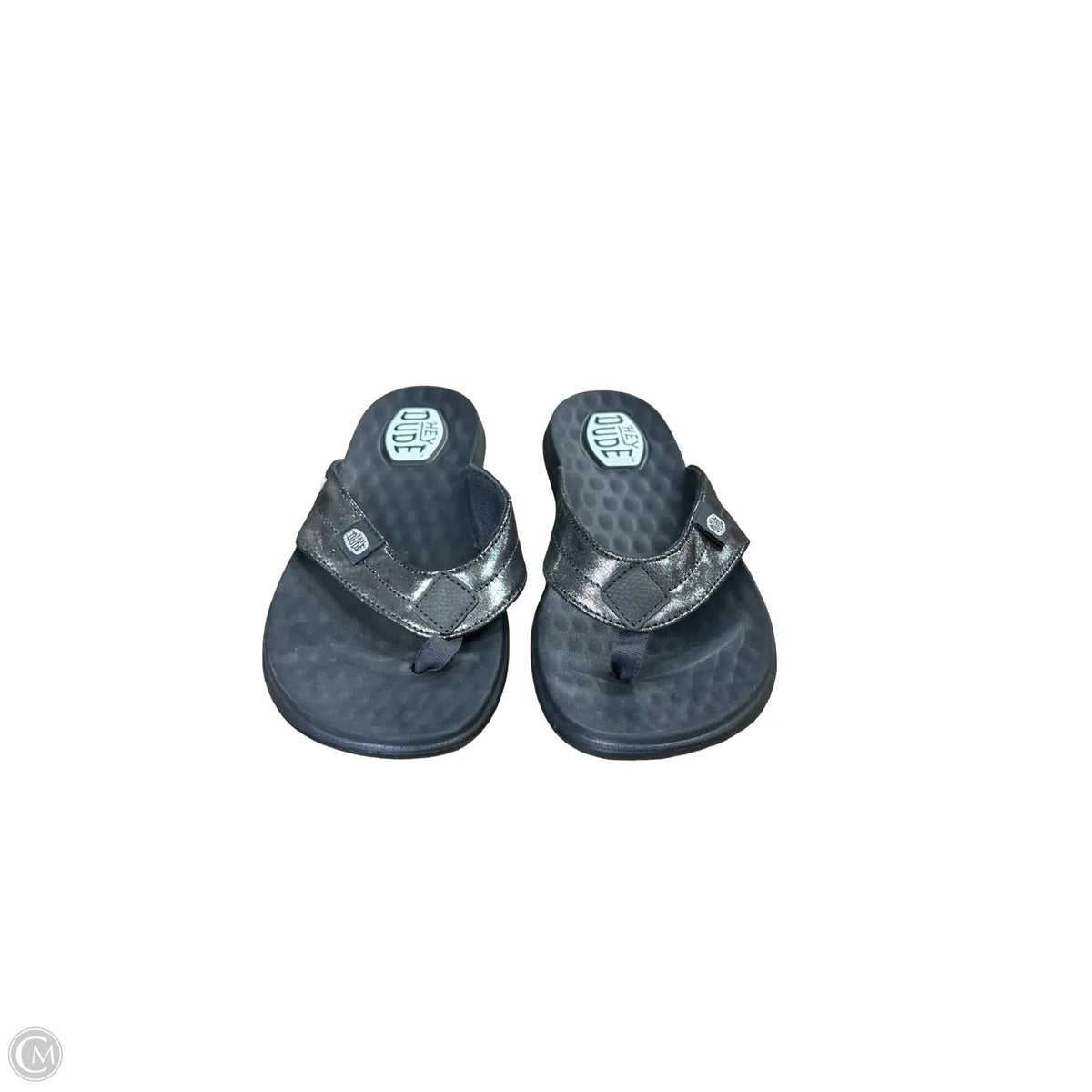Sandals Flats By Hey Dude In Silver, Size: 8