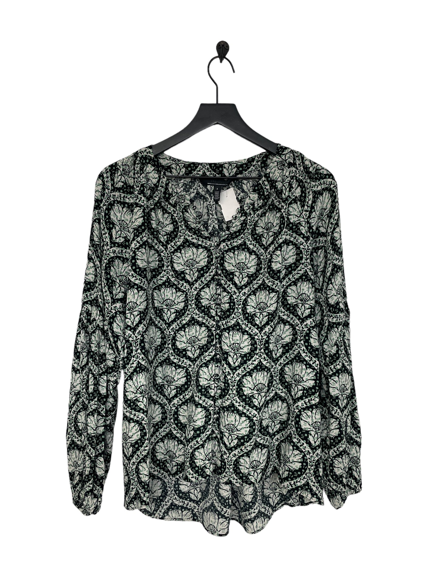 Black & Green Blouse Long Sleeve White House Black Market, Size S