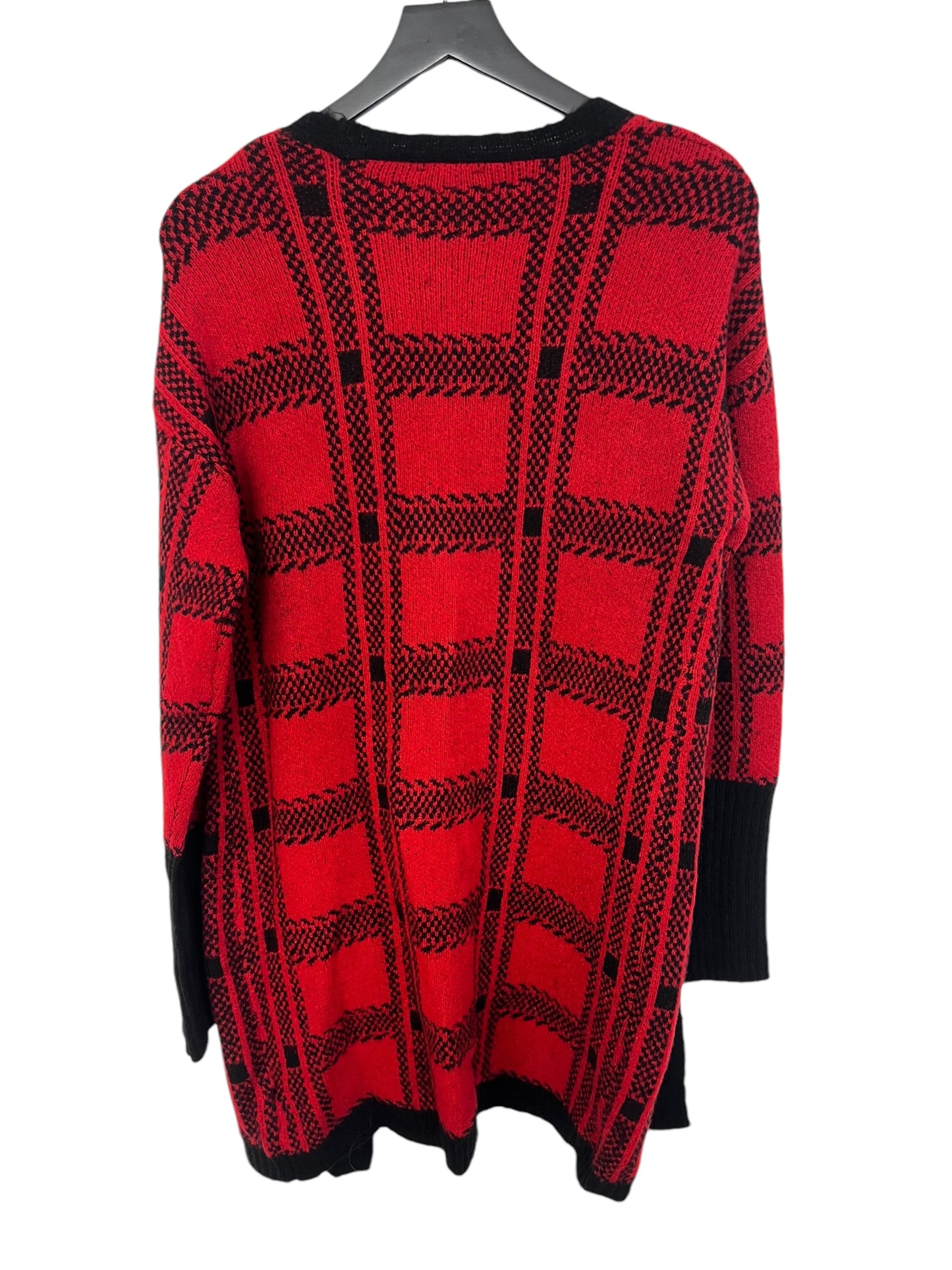 Sweater Cardigan By Venus In Black & Red, Size: S