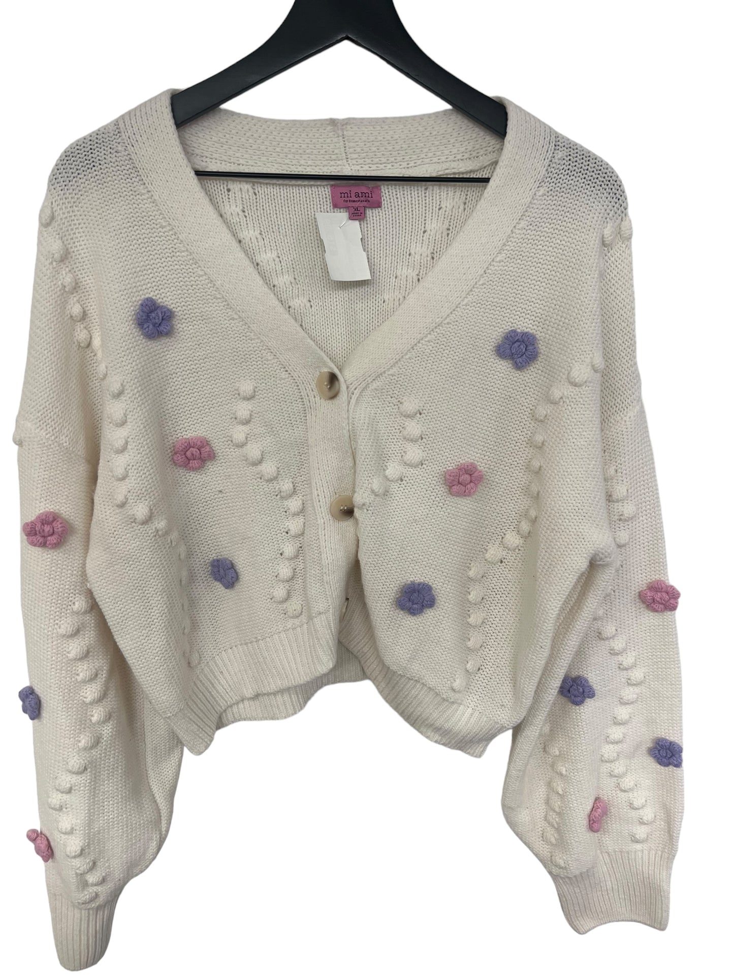 Sweater Cardigan By Mi Ami In White, Size: Xl