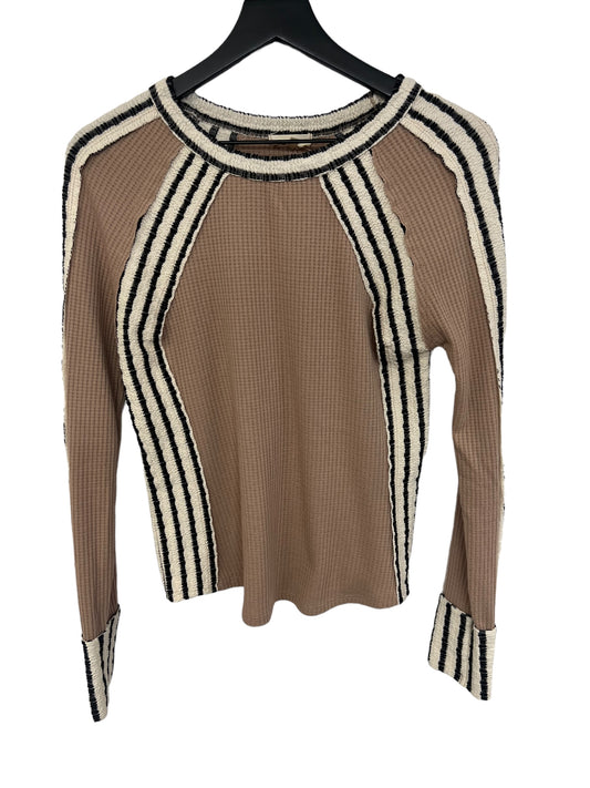 Top Long Sleeve By Cmc In Tan, Size: L