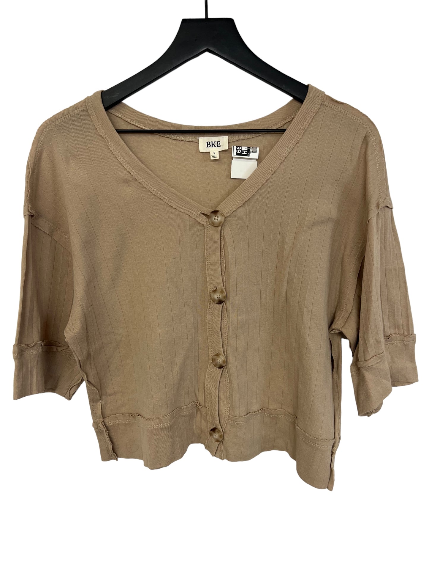 Top Short Sleeve By Bke In Beige, Size: S