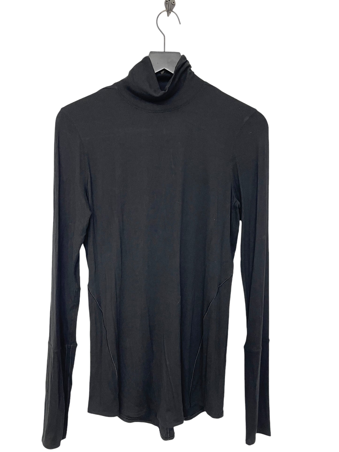 Athletic Top Long Sleeve Collar By Lululemon In Black, Size: L