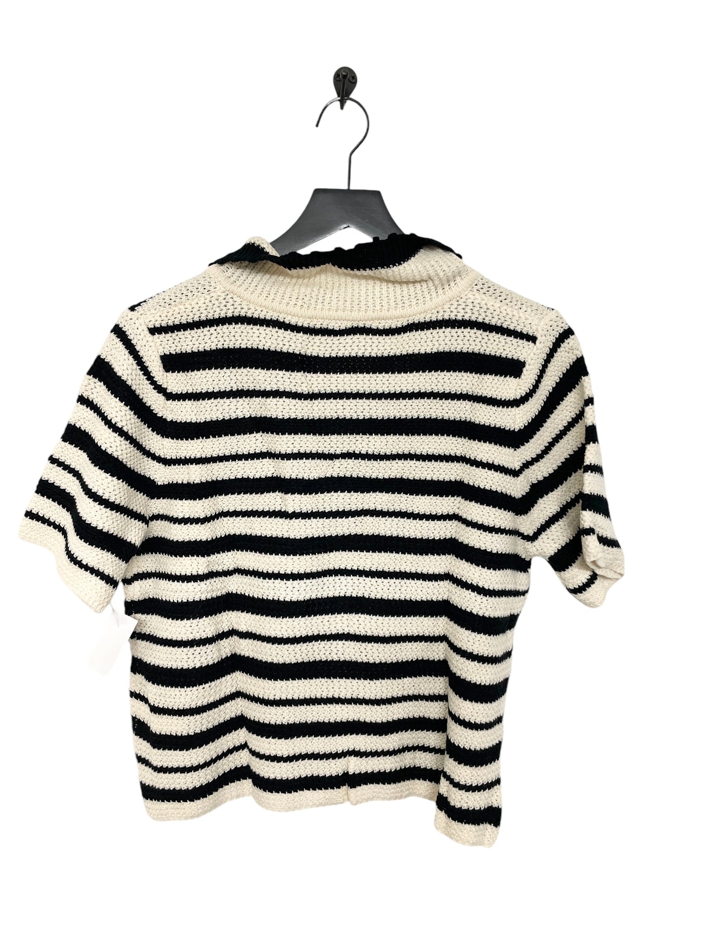 Sweater Short Sleeve By Cme In Black & Cream, Size: Xl