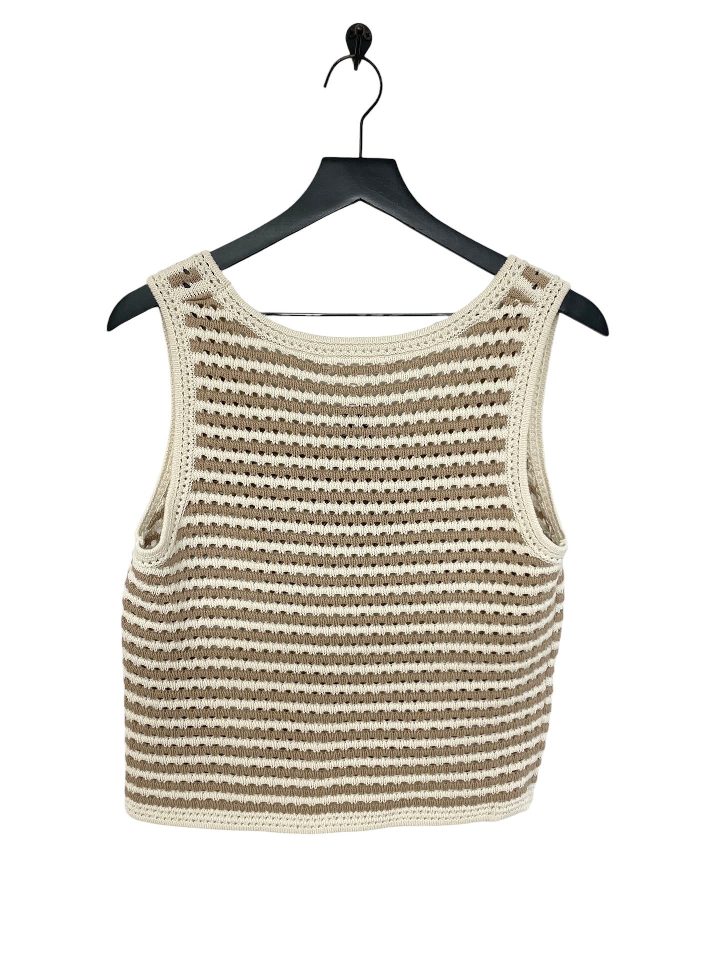 Top Sleeveless By Blu Pepper In Cream & Tan, Size: L