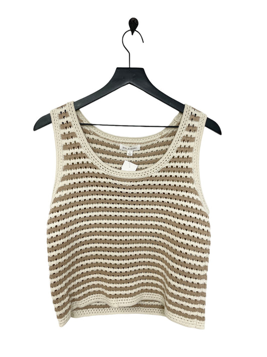 Top Sleeveless By Blu Pepper In Cream & Tan, Size: L