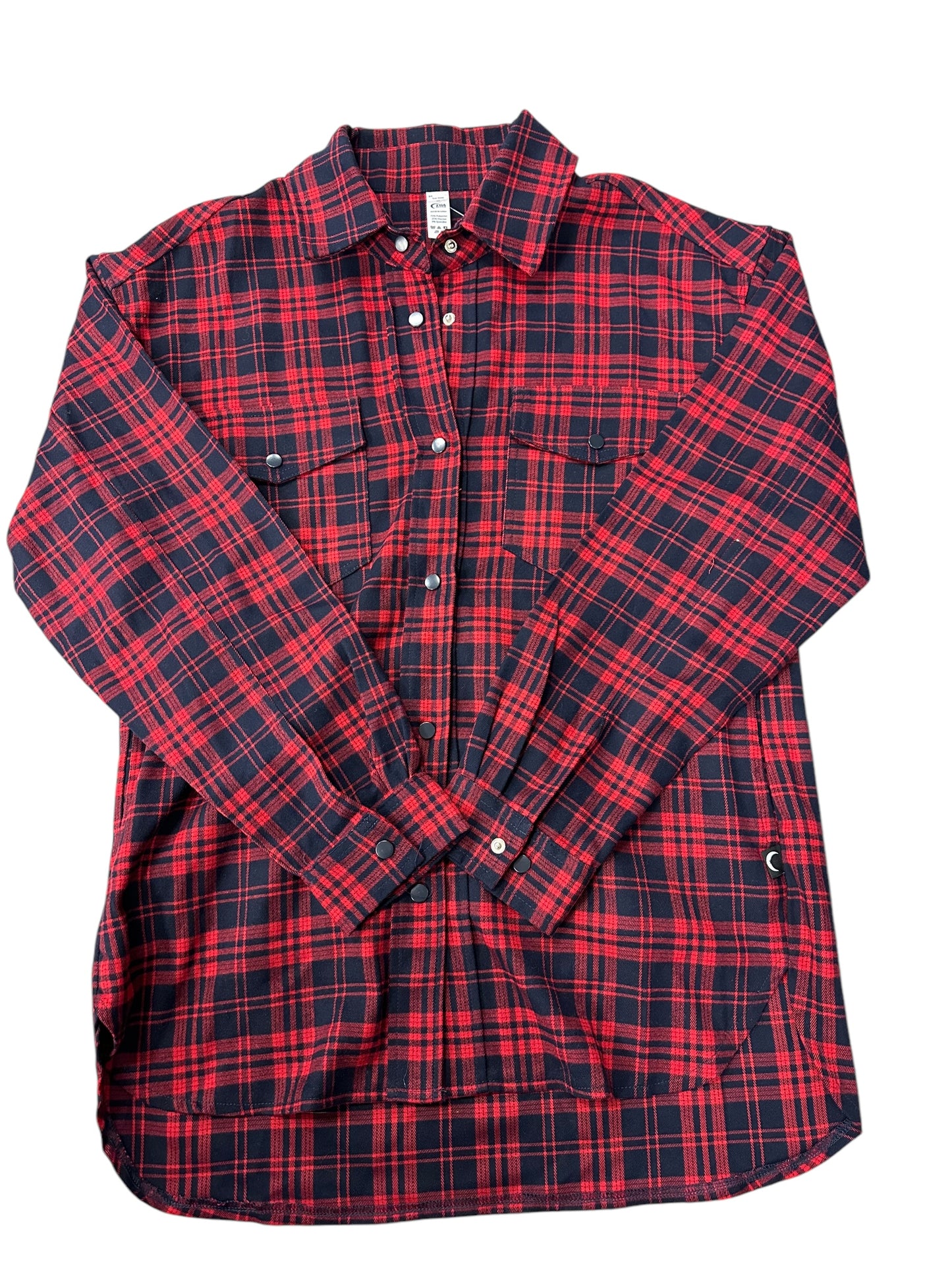 Jacket Shirt By Zyia In Blue & Red, Size: M