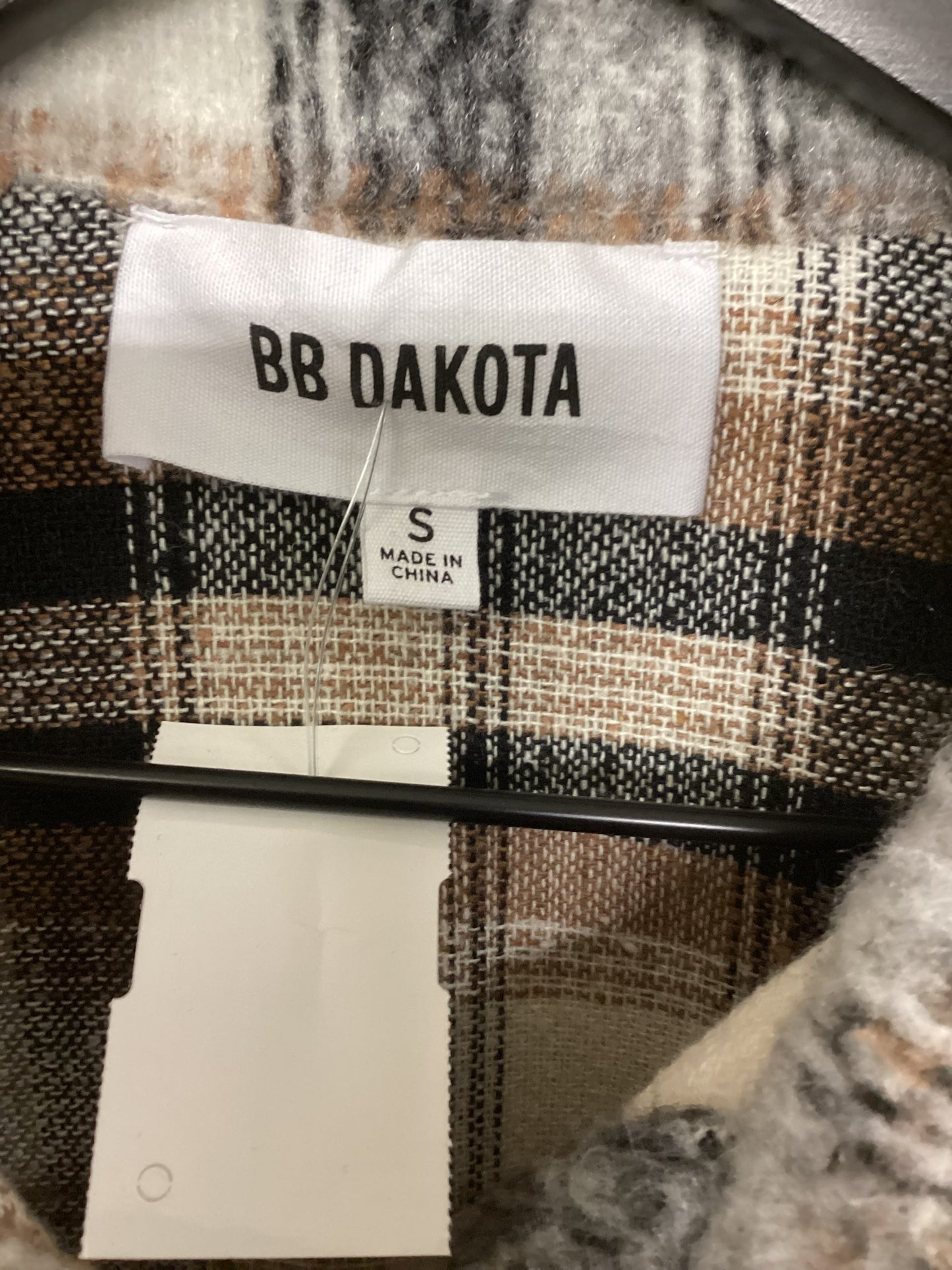 Jacket Shirt By Bb Dakota In Black & Tan, Size: S