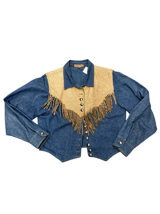 Jacket Denim By Double D Ranch In Blue & Tan, Size: S