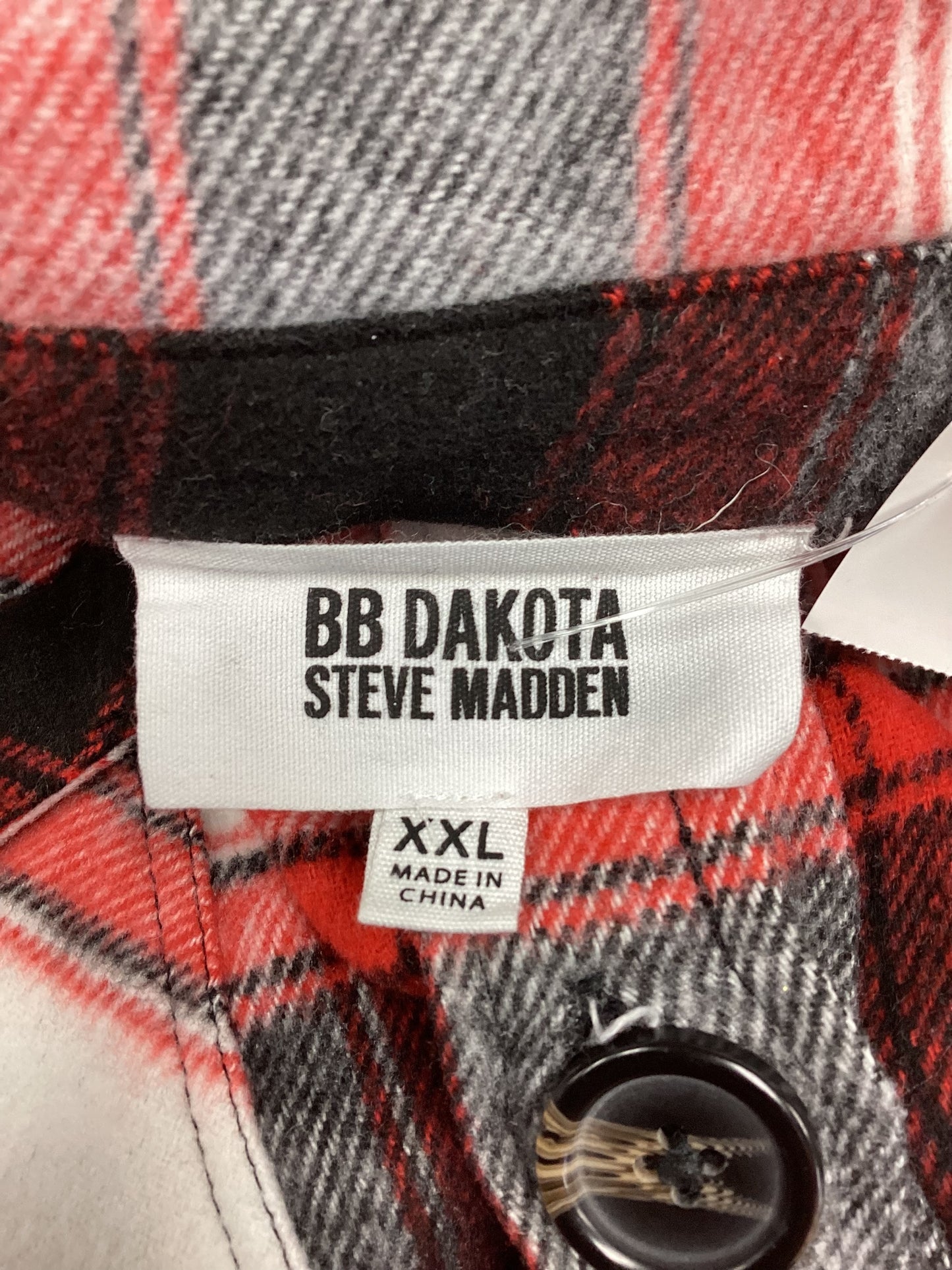 Jacket Shirt By Bb Dakota In Red & White, Size: Xxl