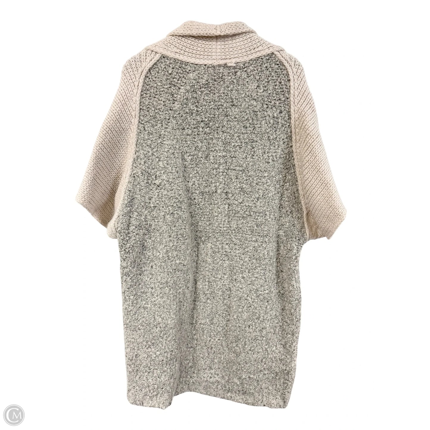 Sweater Cardigan By Elan In Cream & Grey, Size: Osfm