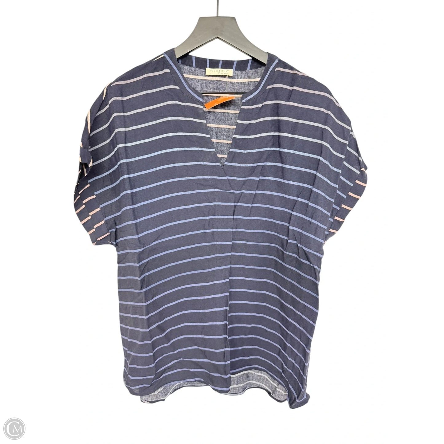 Top Short Sleeve By Lovestitch In Navy, Size: L