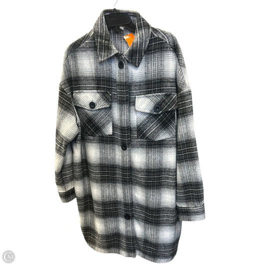 Jacket Shirt By Ee Some In Black & Grey, Size: L