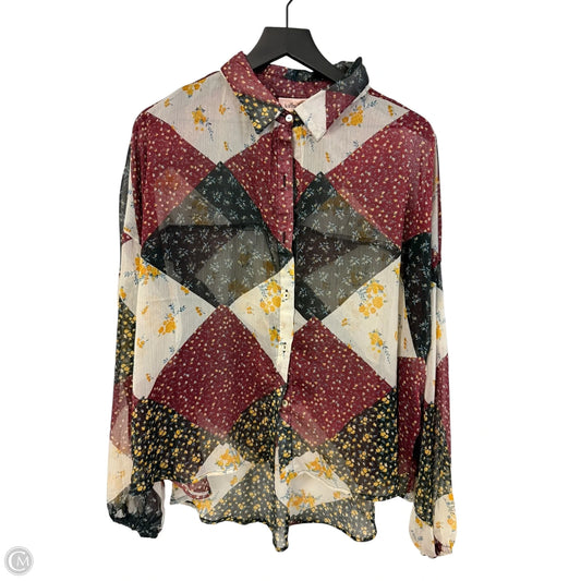 Blouse Long Sleeve By Clothes Mentor In Multi-colored, Size: M