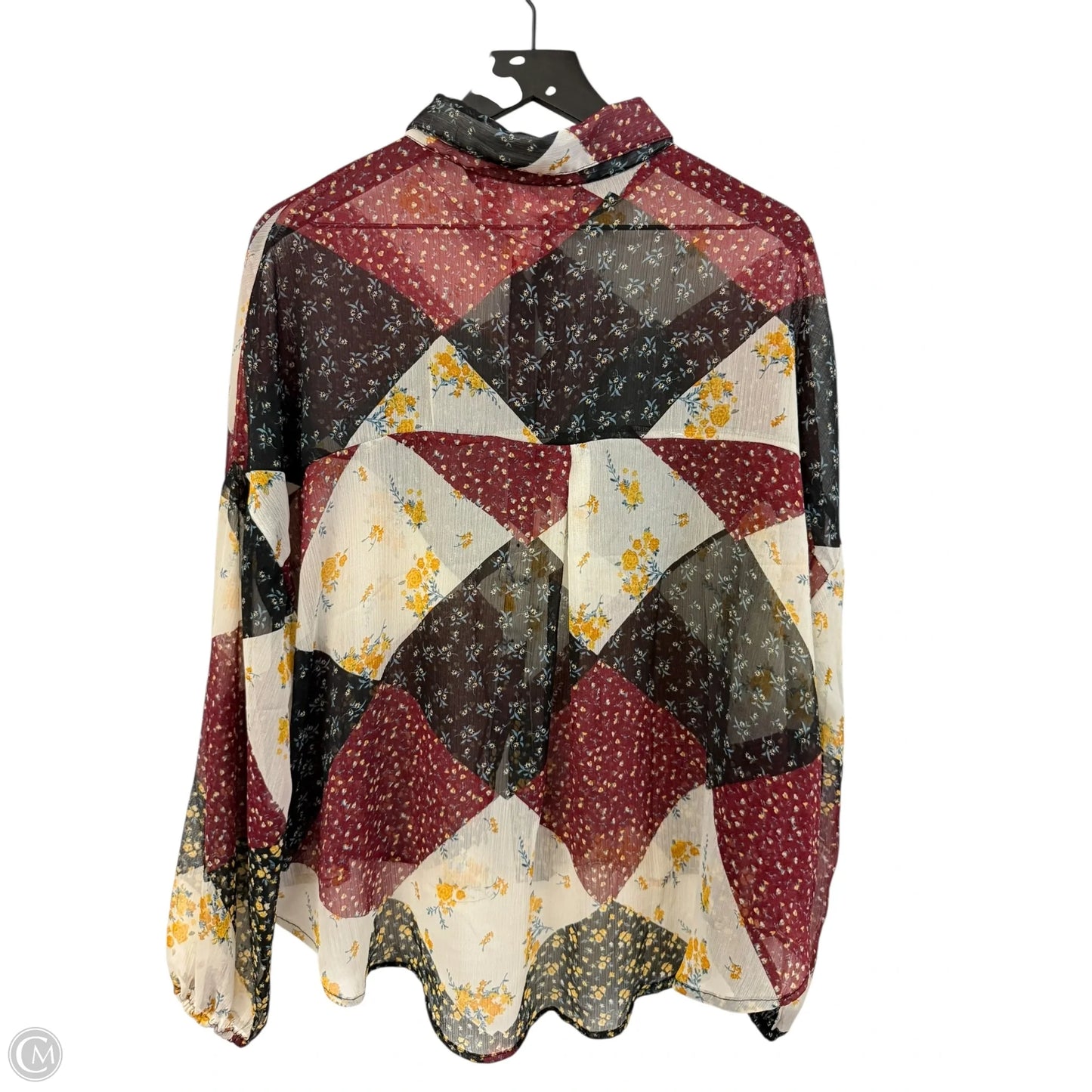 Blouse Long Sleeve By Clothes Mentor In Multi-colored, Size: M