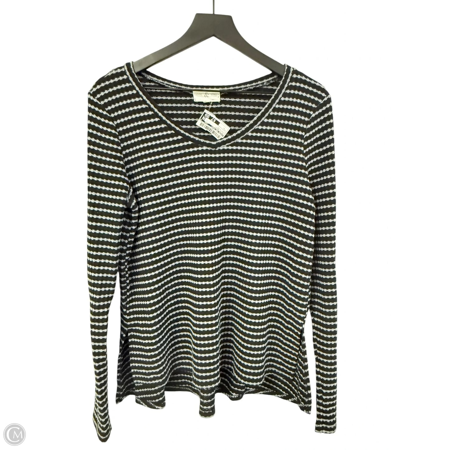 Top Long Sleeve Basic By Thyme And Honey In Black & Grey, Size: L