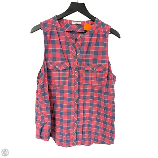 Blouse Sleeveless By Maurices In Blue & Red, Size: Xl