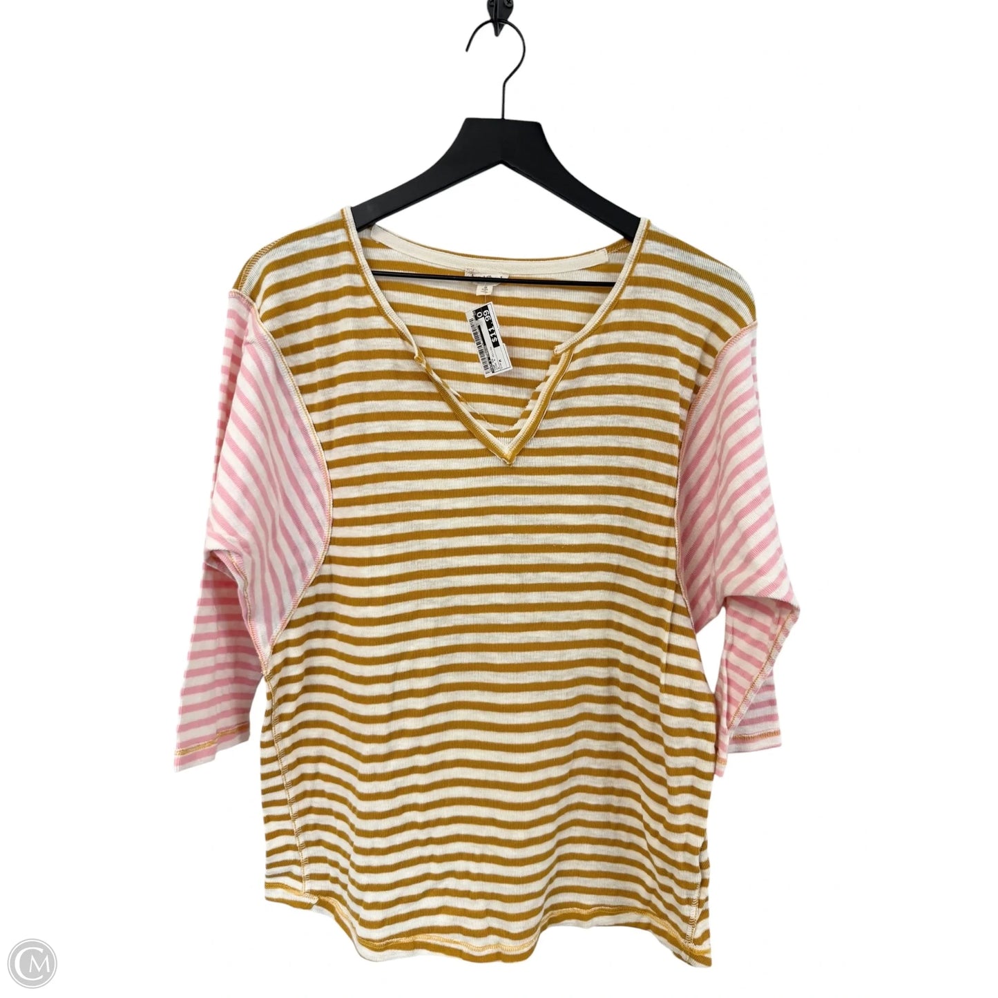 Top Short Sleeve By Hem & Thread In Pink & Yellow, Size: M