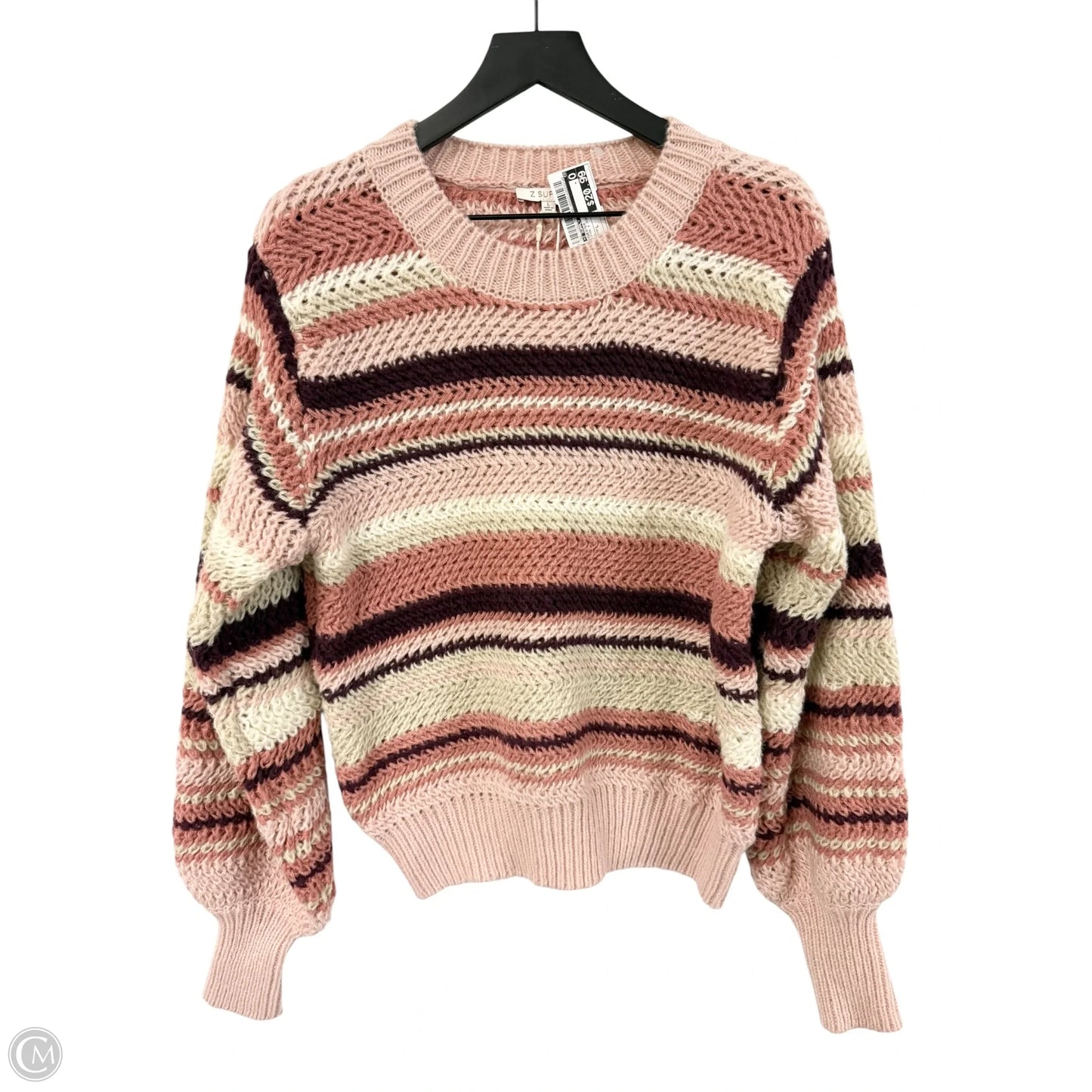 Sweater By Z Supply In Pink & Purple, Size: L
