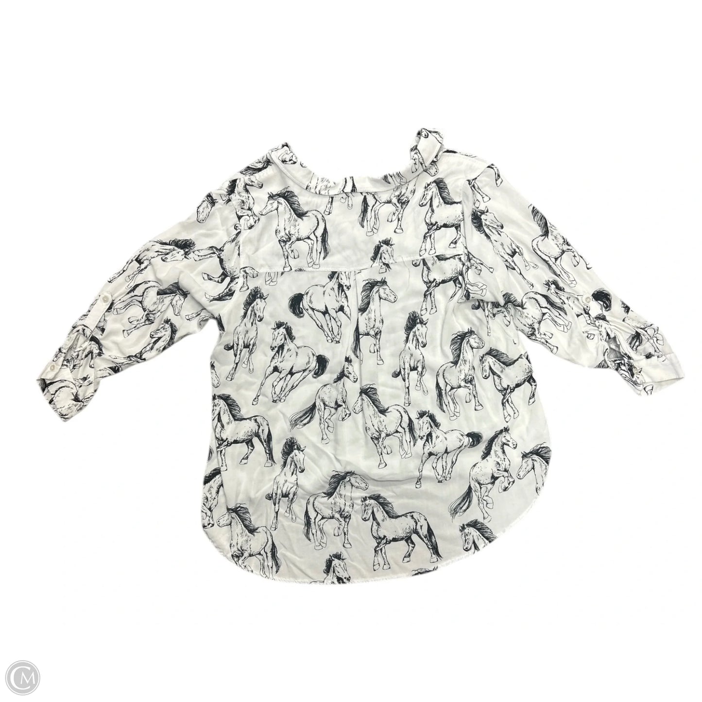 Blouse Long Sleeve By Jane And Delancey In Black & White, Size: 1x