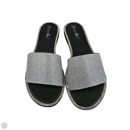 Sandals Flats By Just Be In Silver, Size: 7