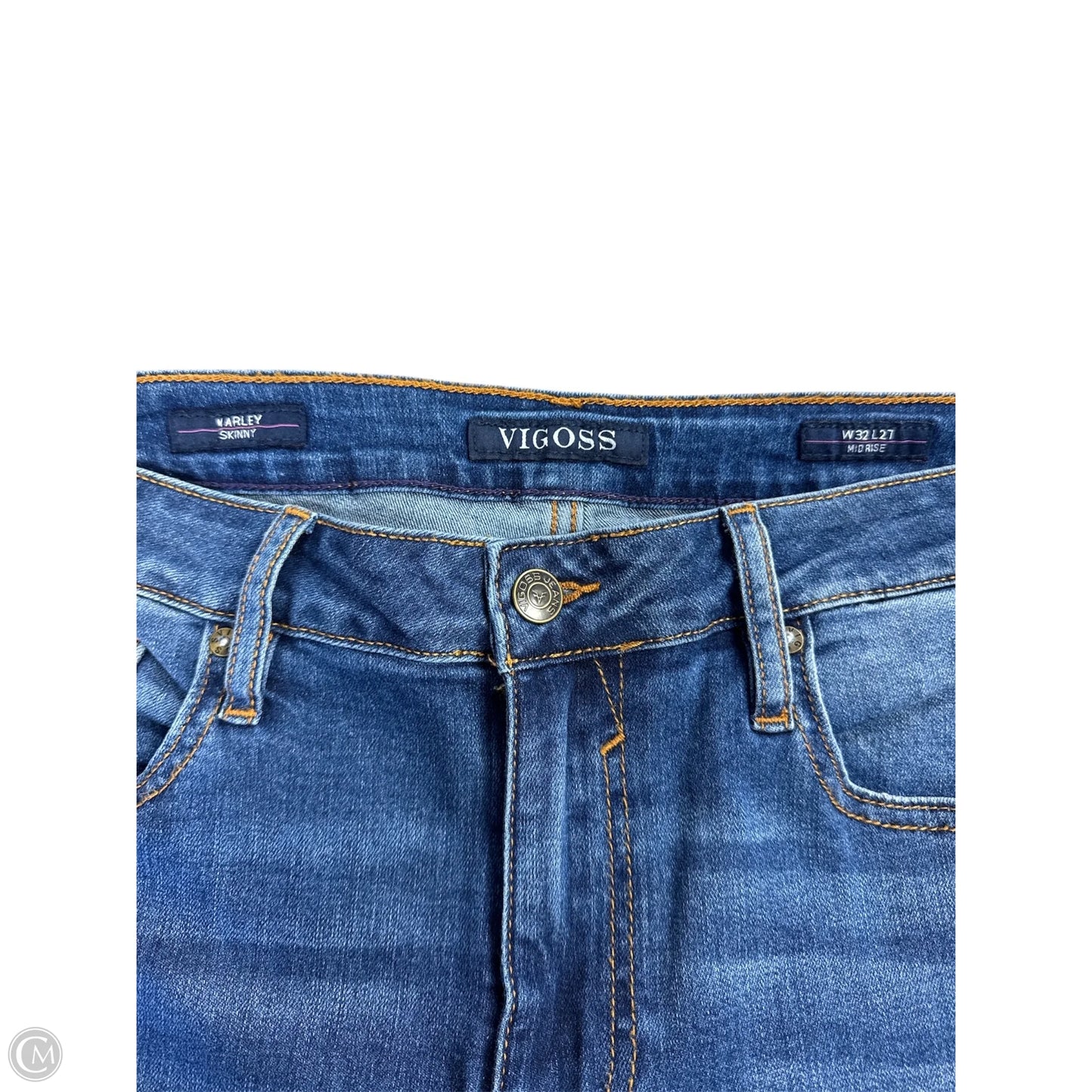 Jeans Skinny By Vigoss In Blue Denim, Size: 14
