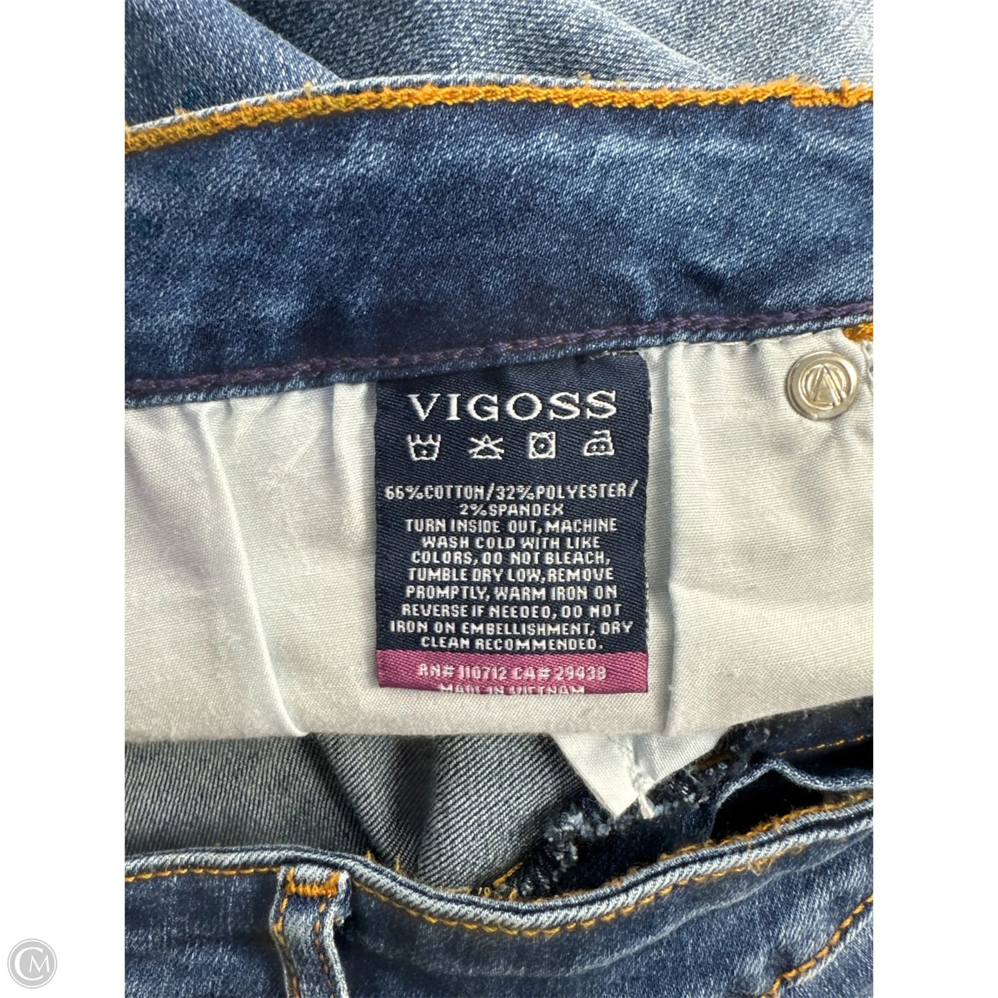 Jeans Skinny By Vigoss In Blue Denim, Size: 14