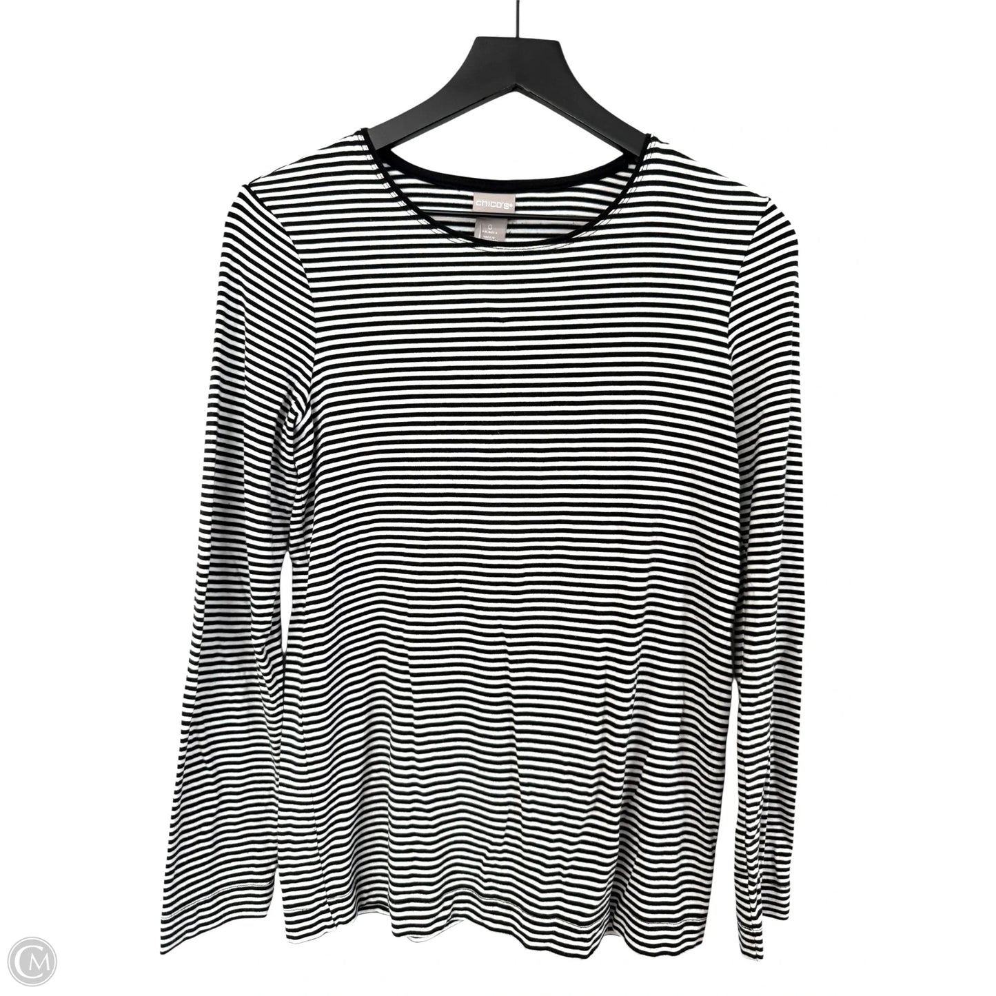 Top Long Sleeve Basic By Chicos In Black & White, Size: S