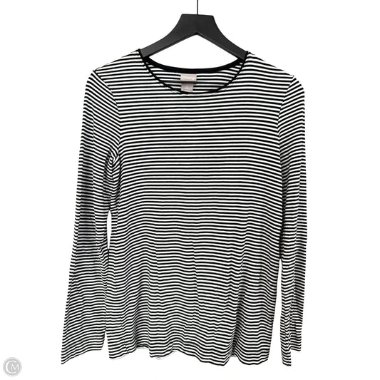 Top Long Sleeve Basic By Chicos In Black & White, Size: S