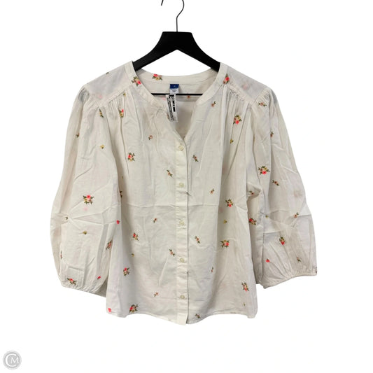 Top Long Sleeve By Old Navy In White, Size: M