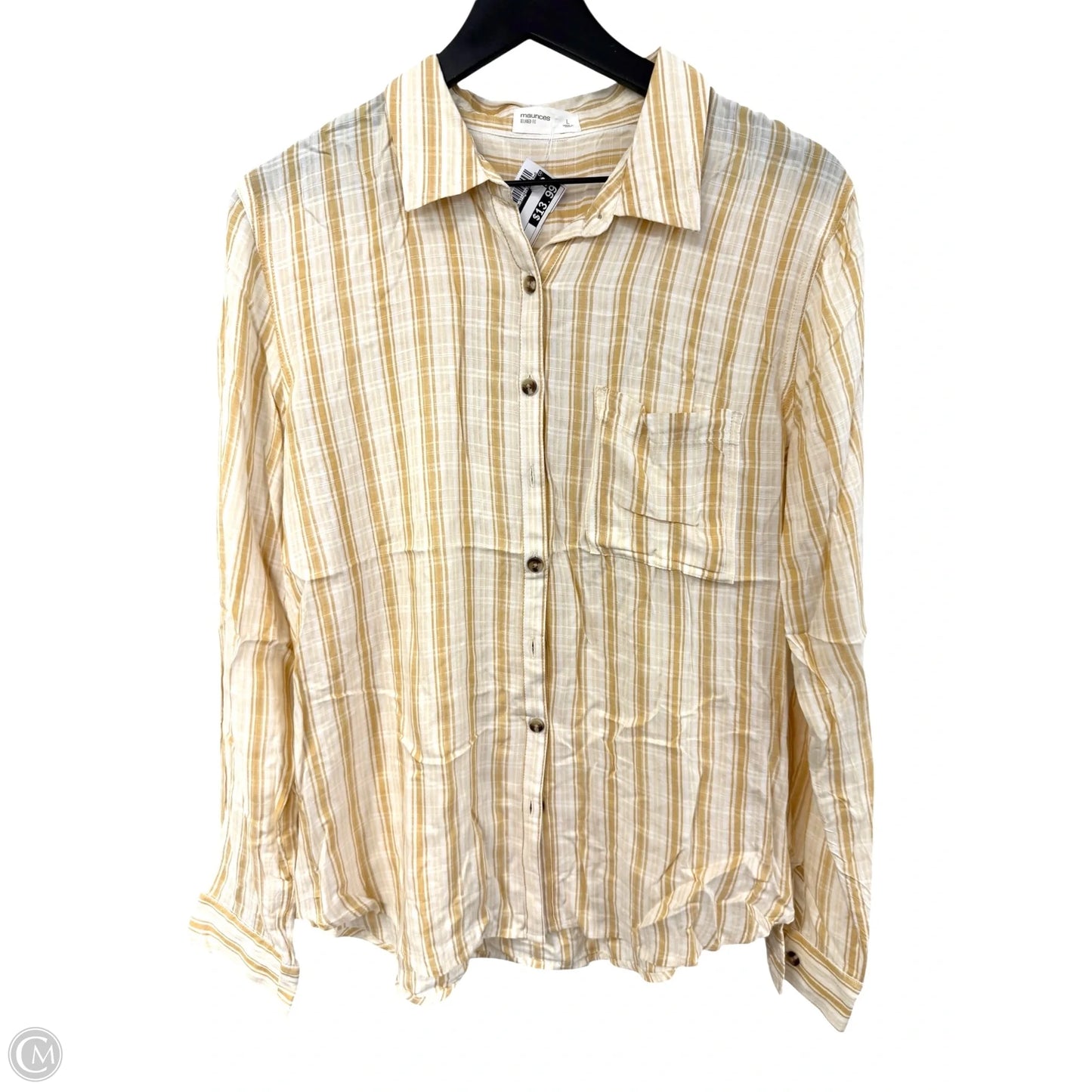 Blouse Long Sleeve By Maurices In Yellow, Size: L