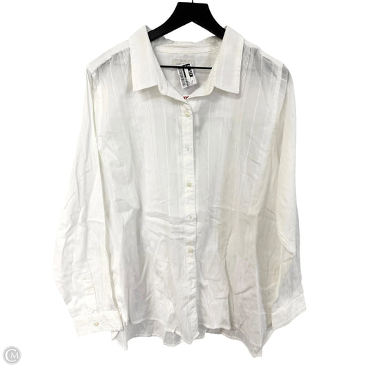 Blouse Long Sleeve By Lucky Brand In White, Size: Xl