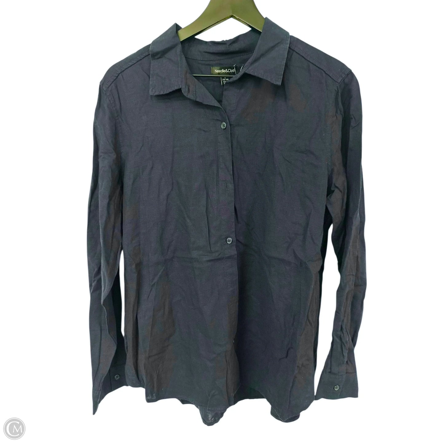 Blouse Long Sleeve By Clothes Mentor In Navy, Size: L