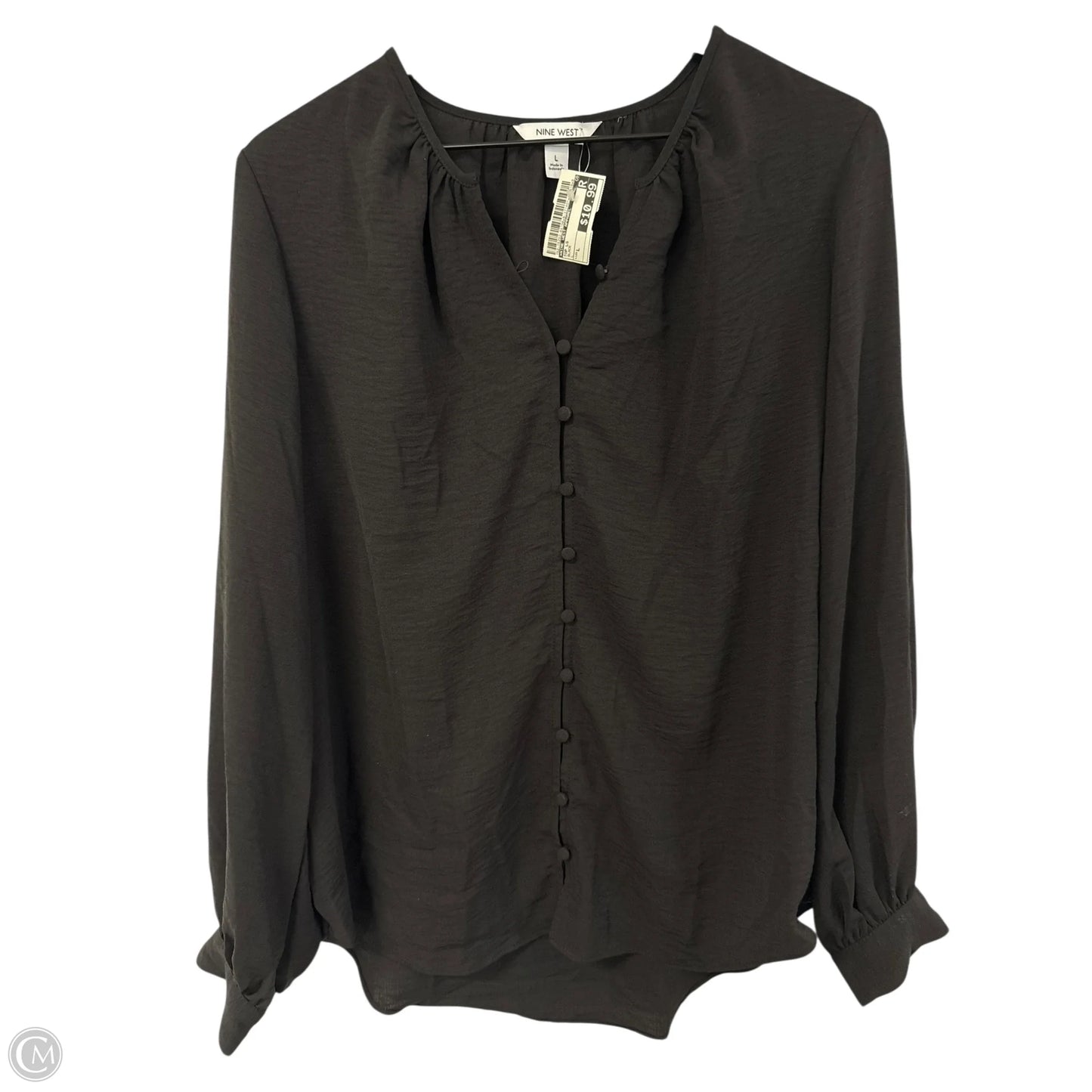 Top Long Sleeve By Nine West Apparel In Black, Size: L