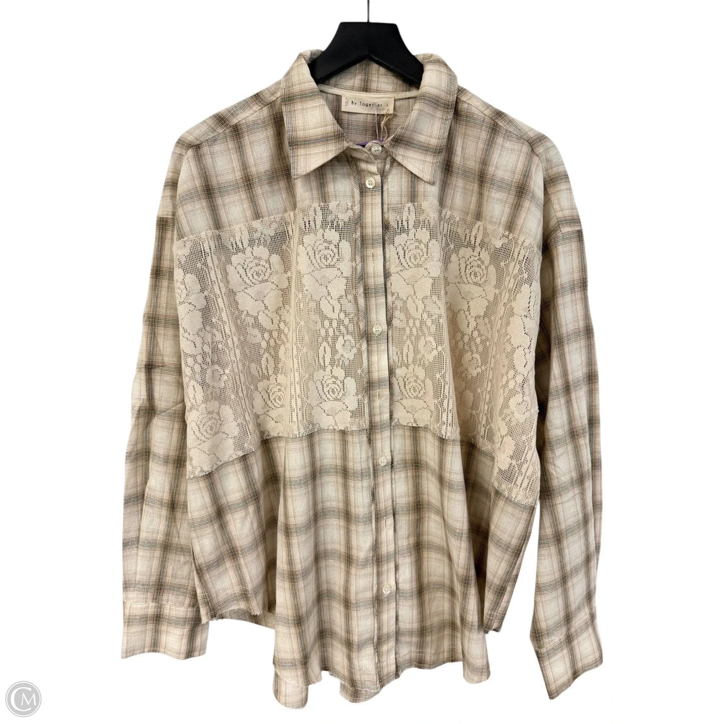Blouse Long Sleeve By By Together In Tan, Size: L