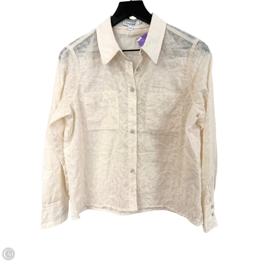 Blouse Long Sleeve By Chicos In Cream, Size: S