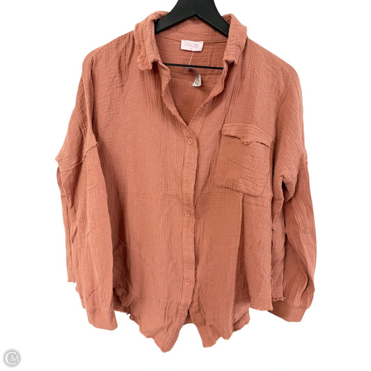 Blouse Long Sleeve By Pink Lily In Orange, Size: M