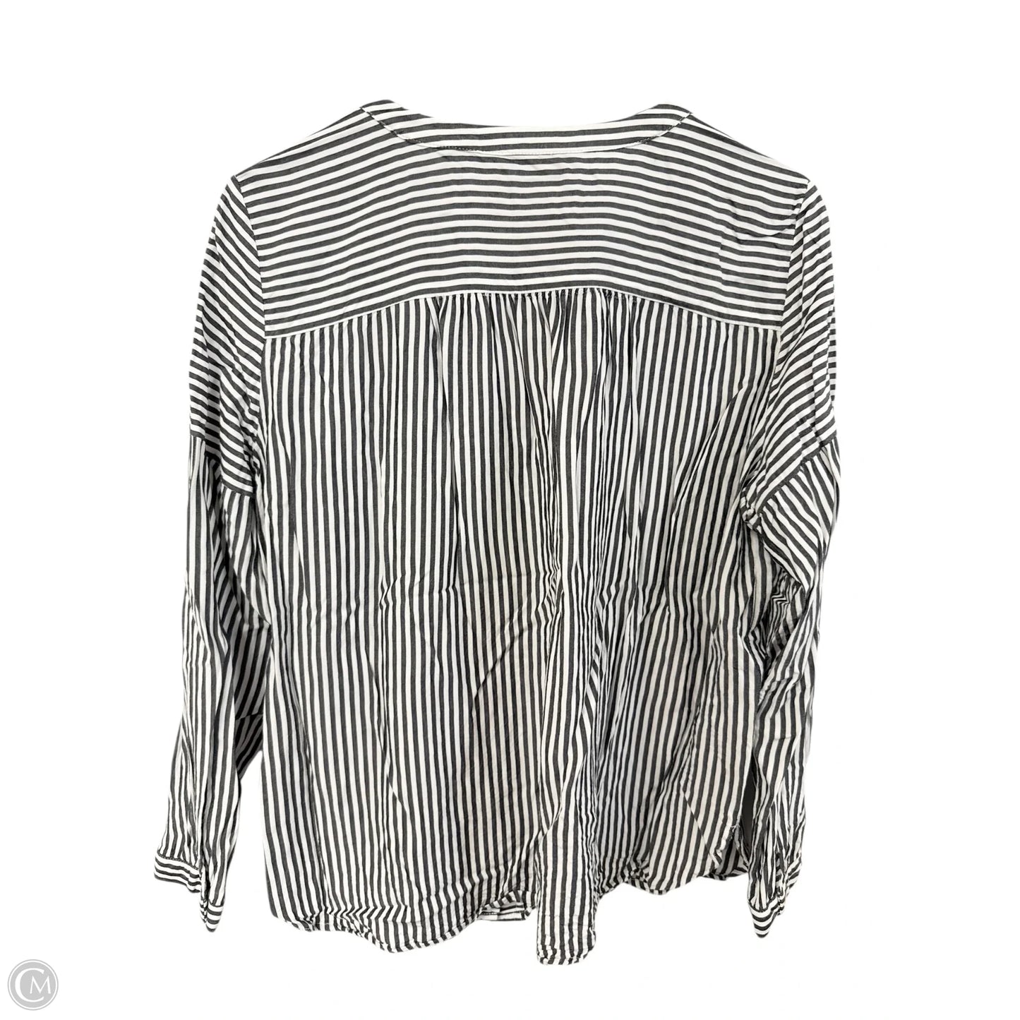 Top Long Sleeve By Loft In Grey & White, Size: L