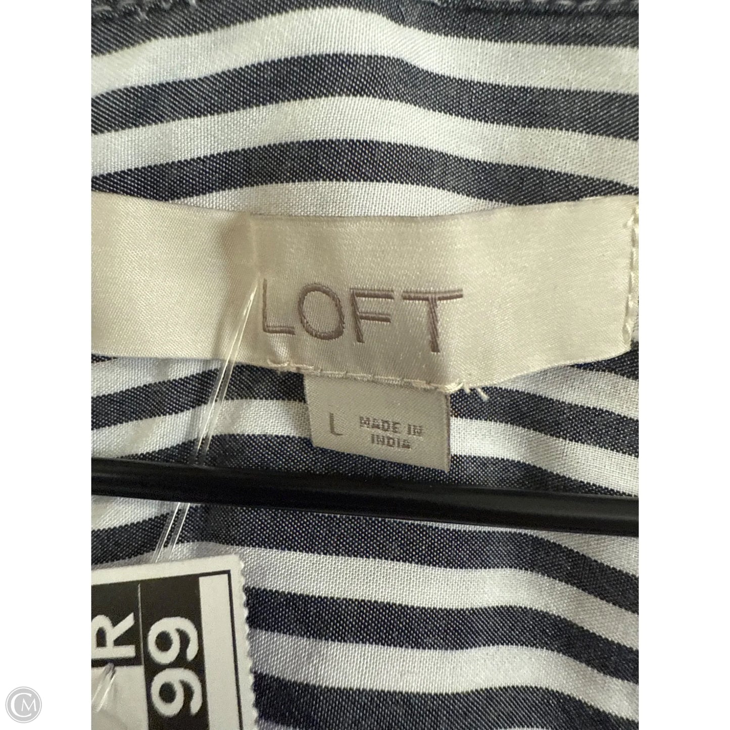 Top Long Sleeve By Loft In Grey & White, Size: L
