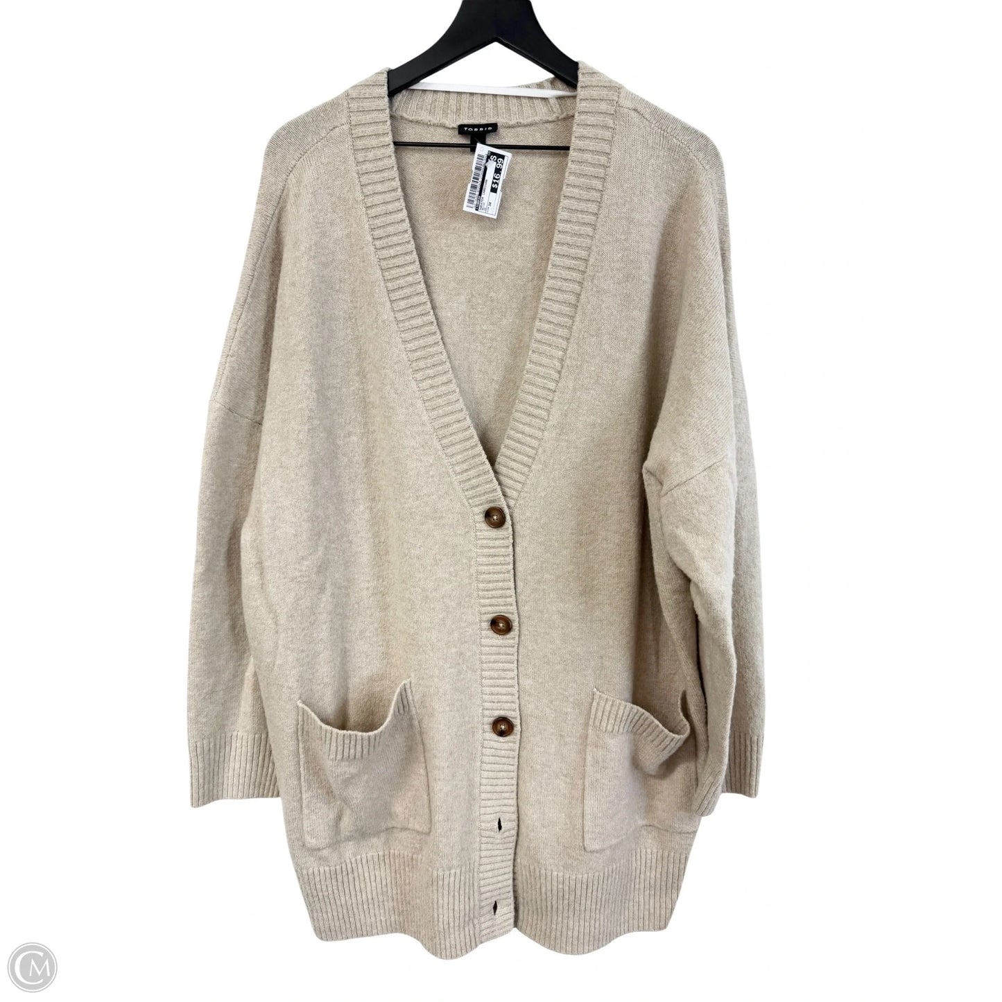 Sweater Cardigan By Torrid In Beige, Size: 3x
