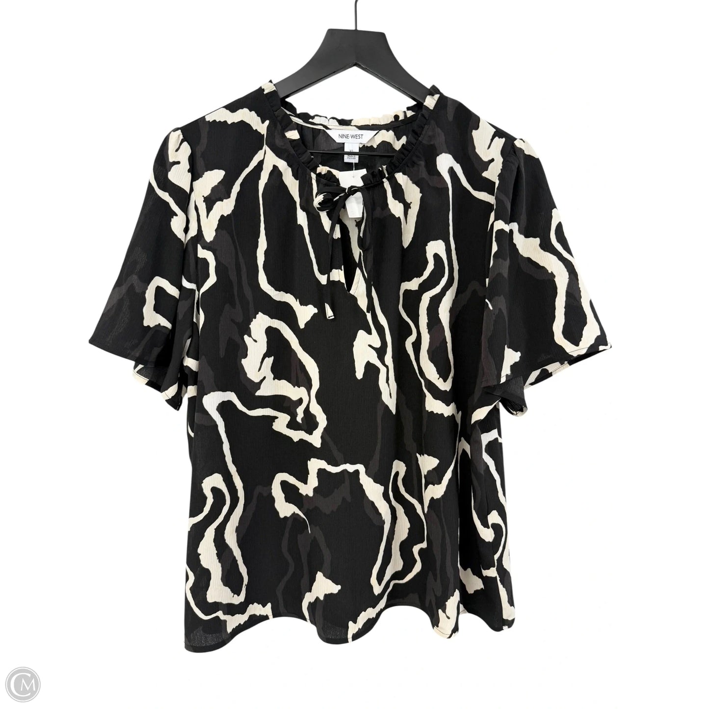 Top Short Sleeve By Nine West In Black & White, Size: Xl